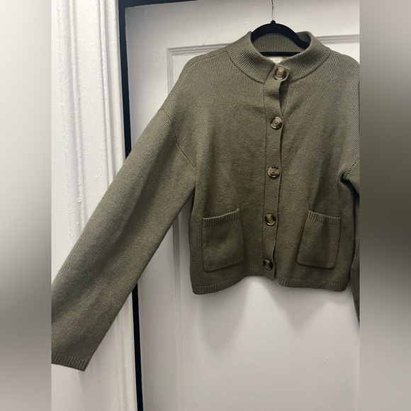 LOFT Ribbed Mock Neck Sweater Jacket - Picture 4 of 6